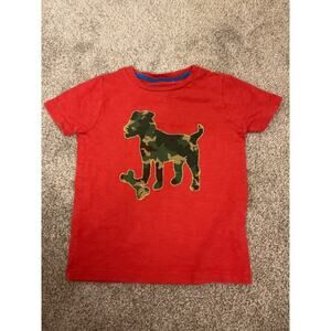 Mini Boden Camoflauge Dog Red Applique T-shirt, 4-5 years
